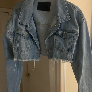 Cropped Light Wash Denim Jacket
